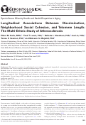 Cover page: Longitudinal Associations between Discrimination, Neighborhood Social Cohesion, and Telomere Length: The Multi-Ethnic Study of Atherosclerosis (MESA).