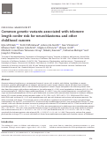 Cover page: Common genetic variants associated with telomere length confer risk for neuroblastoma and other childhood cancers