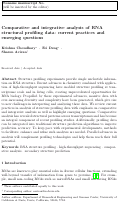 Cover page: Comparative and integrative analysis of RNA structural profiling data: current practices and emerging questions