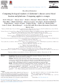 Cover page: Comparing biological markers of Alzheimer's disease across blood fraction and platforms: Comparing apples to oranges