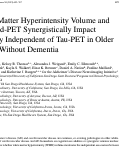 Cover page: White Matter Hyperintensity Volume and Amyloid-PET Synergistically Impact Memory Independent of Tau-PET in Older Adults Without Dementia