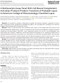 Cover page: A Multianalyte Assay Panel With Cell‐Bound Complement Activation Products Predicts Transition of Probable Lupus to American College of Rheumatology–Classified Lupus