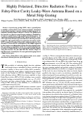 Cover page: Highly Polarized, Directive Radiation from a Fabry-Pérot Cavity Leaky-Wave Antenna based on a Metal Strip Grating