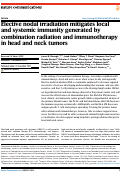 Cover page: Elective nodal irradiation mitigates local and systemic immunity generated by combination radiation and immunotherapy in head and neck tumors