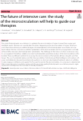 Cover page: The future of intensive care: the study of the microcirculation will help to guide our therapies.