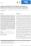 Cover page: Global coordination of metabolic pathways in Escherichia coli by active and passive regulation