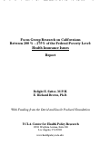 Cover page: Focus Group Research on Californians Between 200% - 275% of the Federal Poverty Level: Health Insurance Issues