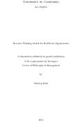 Cover page: Resource Planning Models for Healthcare Organizations