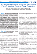 Cover page: An Analytical Algorithm for Tensor Tomography From Projections Acquired About Three Axes