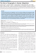 Cover page: The Role of Geography in Human Adaptation