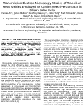 Cover page: Transmission Electron Microscopy Studies of Transition Metal Oxides Employed as Carrier Selective Contacts in Silicon Solar Cells