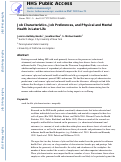 Cover page: Job Characteristics, Job Preferences, and Physical and Mental Health in Later Life