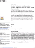 Cover page: Effects of metformin on inflammation, oxidative stress, and bone loss in a rat model of periodontitis