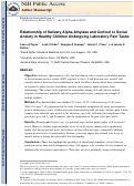 Cover page: Relationship of Salivary Alpha Amylase and Cortisol to Social Anxiety in Healthy Children Undergoing Laboratory Pain Tasks