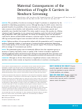 Cover page: Maternal Consequences of the Detection of Fragile X Carriers in Newborn Screening