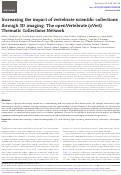 Cover page: Increasing the impact of vertebrate scientific collections through 3D imaging: The openVertebrate (oVert) Thematic Collections Network.