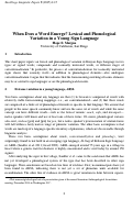 Cover page: When does a word emerge? Lexical and phonological variation in a young sign language