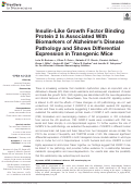 Cover page: Insulin-Like Growth Factor Binding Protein 2 Is Associated With Biomarkers of Alzheimer’s Disease Pathology and Shows Differential Expression in Transgenic Mice