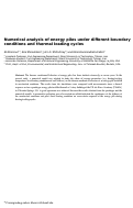 Cover page: Numerical analysis of energy piles under different boundary conditions and thermal loading cycles