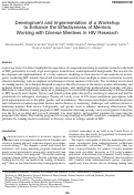 Cover page: Development and Implementation of a Workshop to Enhance the Effectiveness of Mentors Working with Diverse Mentees in HIV Research