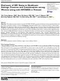 Cover page: Disclosure of HIV Status in Healthcare Settings: Practices and Considerations among Women Living with HIV/AIDS in Vietnam