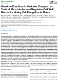 Cover page: Kinesin-4 Functions in Vesicular Transport on Cortical Microtubules and Regulates Cell Wall Mechanics during Cell Elongation in Plants