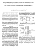 Cover page: A High Frequency Isolated Current-fed Bidirectional DC/AC Converter For Grid-Tied Energy Storage System