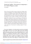 Cover page: Preserving ‘tradition’: The business of indigeneity in the modern Philippine context