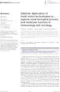 Cover page: Editorial: Application of multi-omics technologies to explore novel biological process and molecular function in immunology and oncology