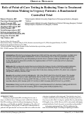 Cover page: Role of Point-of-Care Testing in Reducing Time to Treatment Decision-Making in Urgency Patients: A Randomized Controlled Trial