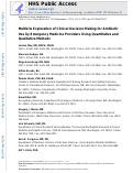 Cover page: Multisite Exploration of Clinical Decision Making for Antibiotic Use by Emergency Medicine Providers Using Quantitative and Qualitative Methods