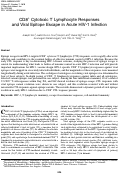 Cover page: CD8+ Cytotoxic T Lymphocyte Responses and Viral Epitope Escape in Acute HIV-1 Infection