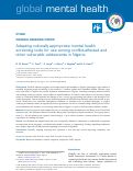 Cover page: Adapting culturally appropriate mental health screening tools for use among conflict-affected and other vulnerable adolescents in Nigeria.