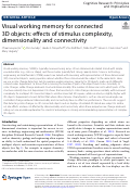 Cover page: Visual working memory for connected 3D objects: effects of stimulus complexity, dimensionality and connectivity.