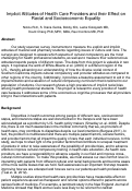 Cover page: Implicit attitudes of health care providers and their effect on racial and socioeconomic equality.