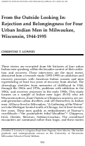 Cover page: From the Outside Looking In: Rejection and Belongingness for Four Urban Indian Men in Milwaukee, Wisconsin 1944-1995