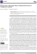 Cover page: Special Issue “Molecular Basis of Inherited Diseases in Companion Animals”