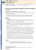 Cover page: How do recovery definitions distinguish recovering individuals? Five typologies