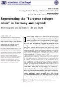 Cover page: Representing the “European refugee crisis” in Germany and beyond: Deservingness and difference, life and death