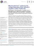 Cover page: Mitochondrial Ca2+ uptake by the voltage-dependent anion channel 2 regulates cardiac rhythmicity