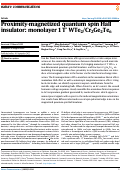 Cover page: Proximity-magnetized quantum spin Hall insulator: monolayer 1 T’ WTe2/Cr2Ge2Te6