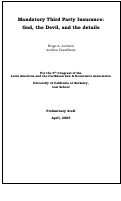 Cover page: Mandatory Third Party Insurance: God, the Devil, and the Details