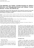 Cover page: The reliability and validity of Kiddie-Schedule for Affective Disorders and Schizophrenia-Present and Lifetime Version-Korean version (K-SADS-PL-K)