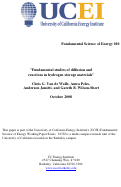 Cover page: Fundamental Studies of Diffusion and Reactions in Hydrogen Storage Materials