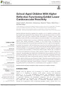 Cover page: School-Aged Children With Higher Reflective Functioning Exhibit Lower Cardiovascular Reactivity