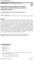 Cover page: Reading Instruction for Students with and At Risk for Emotional and Behavioral Disorders: A Synthesis of Observation Research