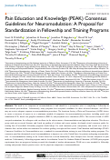 Cover page: Pain Education and Knowledge (PEAK) Consensus Guidelines for Neuromodulation: A Proposal for Standardization in Fellowship and Training Programs.