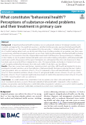 Cover page: What constitutes “behavioral health”? Perceptions of substance-related problems and their treatment in primary care