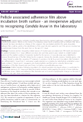 Cover page: Pellicle associated adherence film above incubation broth surface - an inexpensive adjunct to recognizing Candida krusei in the laboratory.