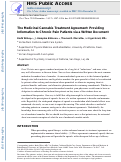 Cover page: The Medicinal Cannabis Treatment Agreement: Providing Information to Chronic Pain Patients Through a Written Document.